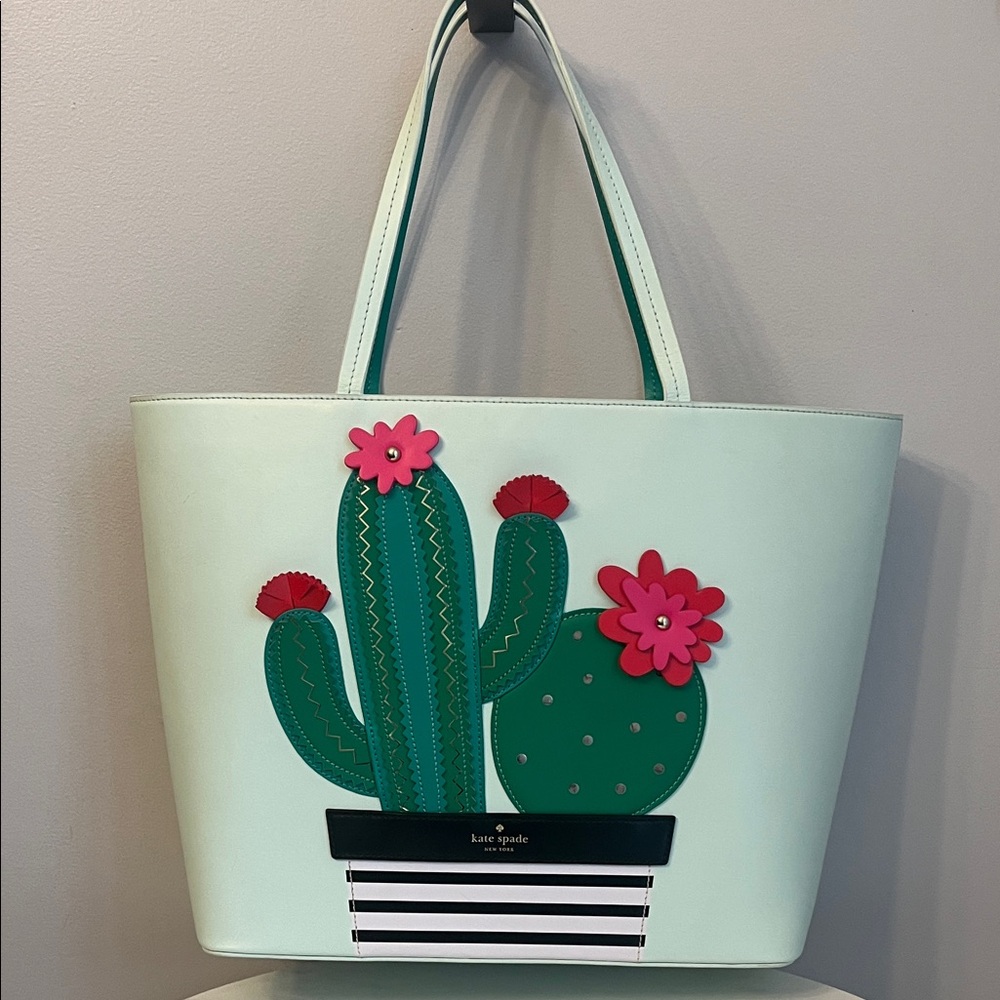 Kate Spade Mint and Pink Cactus Tote